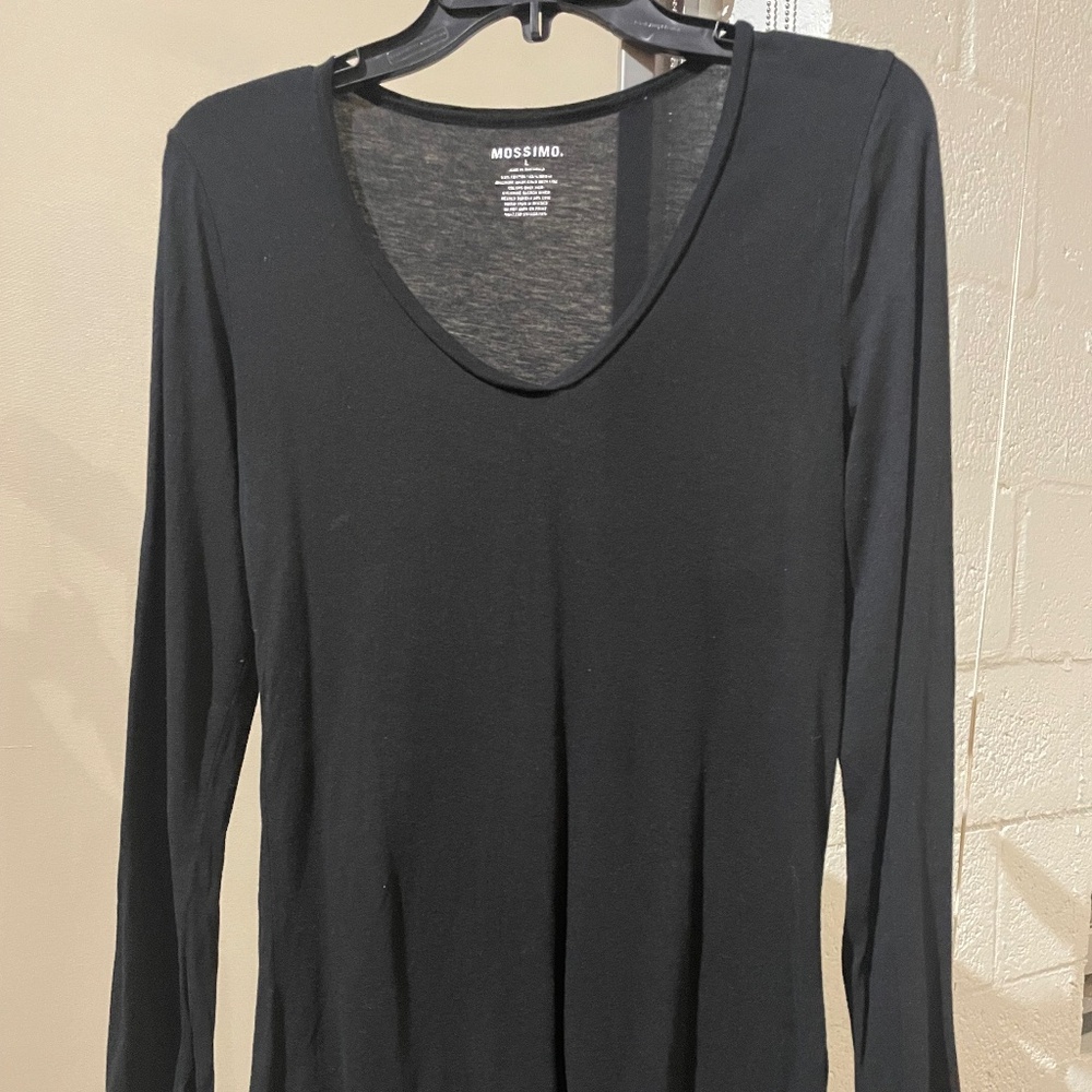 🌟 Minimalist Black Long Sleeve | Mossimo Women’s L | Capsule Wardrobe Essential